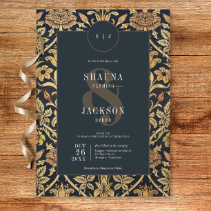 Victorian Tapestry William Morris Floral Wedding Invitation