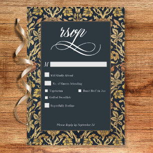Victorian Tapestry William Morris Floral Wedding RSVP Card