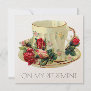 VICTORIAN TEACUP RETIREMENT PARTY INVITATION CARD