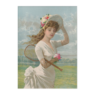 Victorian Tennis Lady with Flowered Hat Antique  Acrylic Print