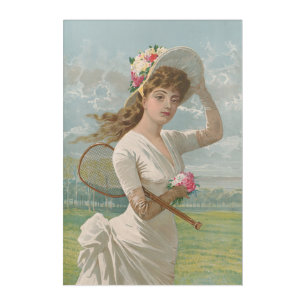 Victorian Tennis Lady with Flowered Hat Antique  Acrylic Print