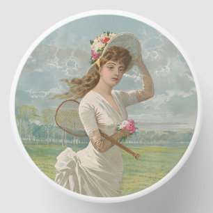 Victorian Tennis Lady with Flowered Hat Antique  Mini Candle Favors