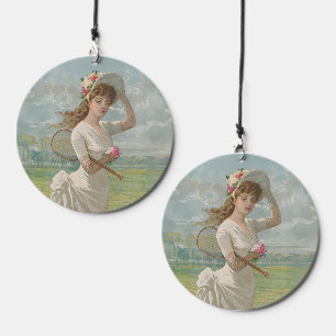 Victorian Tennis Lady with Flowered Hat Antique  Wind Chime