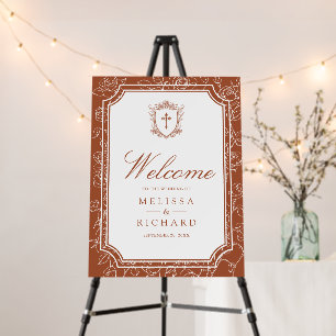 Victorian Terracotta Catholic Wedding Welcome Sign