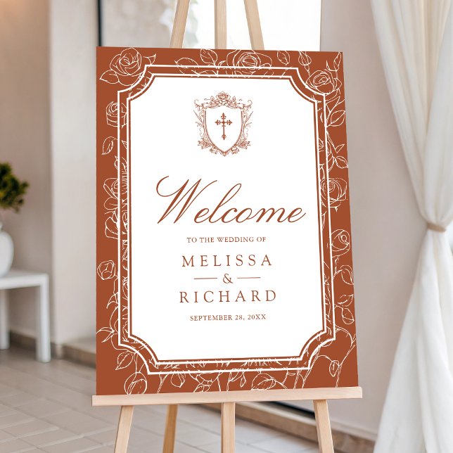 Victorian Terracotta Catholic Wedding Welcome Sign (Creator Uploaded)