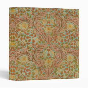 Victorian Terracotta Rose and Leaf Botanical Print 3 Ring Binder