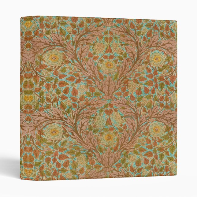 Victorian Terracotta Rose and Leaf Botanical Print 3 Ring Binder (Front/Spine)
