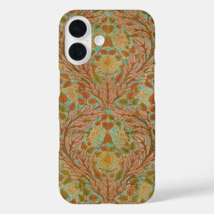 Victorian Terracotta Rose and Leaf Botanical Print iPhone 16 Case