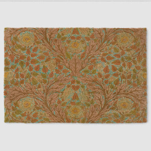 Victorian Terracotta Rose and Leaf Botanical Print Fiber Doormat