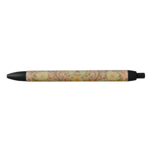 Victorian Terracotta Rose and Leaf Botanical Print Pen