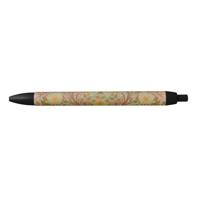 Victorian Terracotta Rose and Leaf Botanical Print Pen (Front)