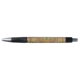 Victorian Terracotta Rose and Leaf Botanical Print Pen