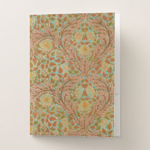 Victorian Terracotta Rose and Leaf Botanical Print Pocket Folder