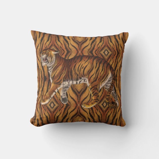 Victorian Tiger Throw Pillow (Front)