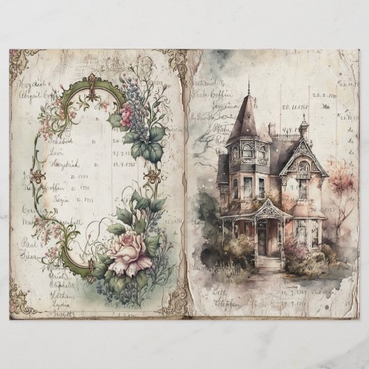 Victorian Time Junk Journal Paper (Front)