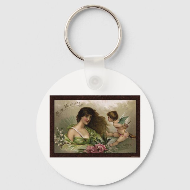 Victorian to My Valentine Love's Question Gifts Keychain (Front)