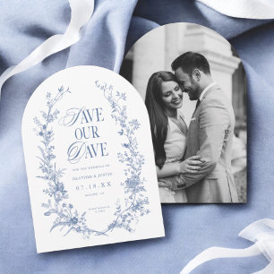 Victorian Toile Blue Floral Dusty Blue Photo Arch Save The Date