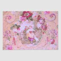 Victorian Toile Rococo Style Floral Pink Decoupage
