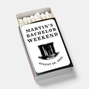 Victorian Top Hat Gentlemen's Bachelor Party Favor Matchboxes