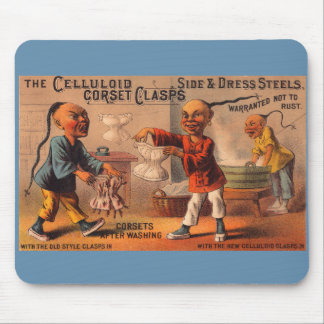 Victorian trade card celluloid corset clasps mouse pad
