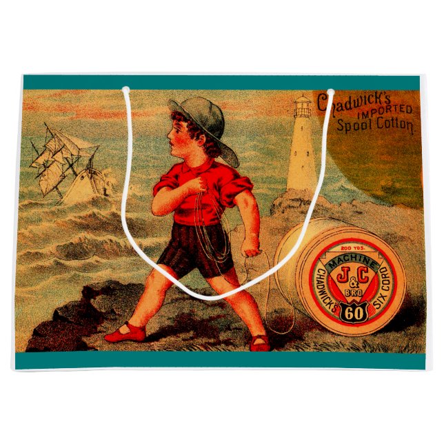 Victorian trade card Chadwick’s Spool Cotton Large Gift Bag (Front)