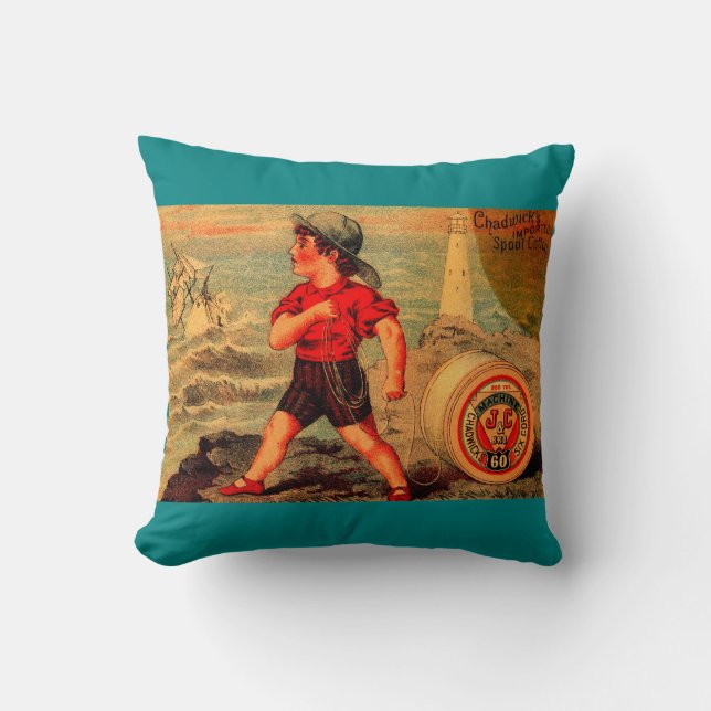 Victorian trade card Chadwick’s Spool Cotton Throw Pillow (Front)