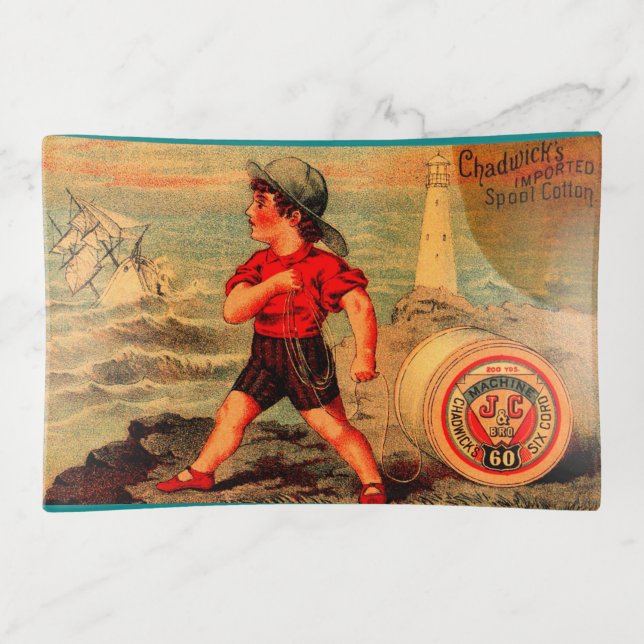 Victorian trade card Chadwick’s Spool Cotton Trinket Tray (Front)