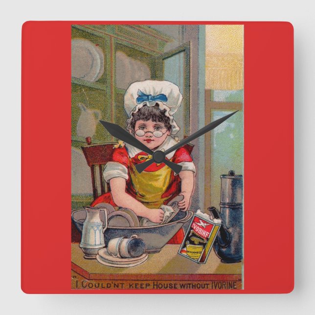 Victorian trade card for Ivorine soap Square Wall Clock (Front)