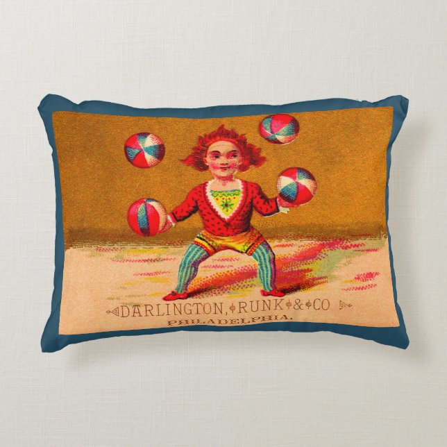 Victorian trade card juggler Darlington, Runk & Co Accent Pillow (Front)