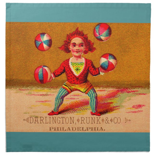 Victorian trade card juggler Darlington, Runk & Co Cloth Napkin (Front)