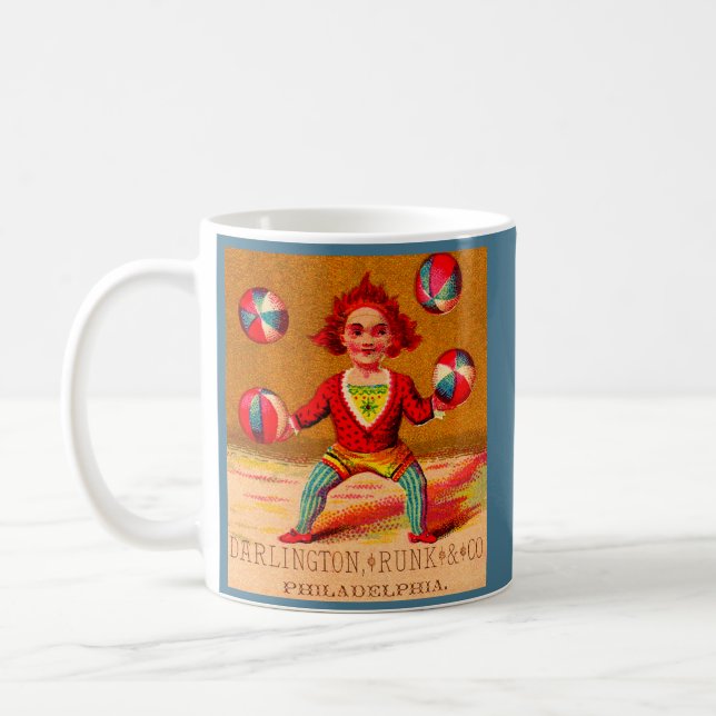 Victorian trade card juggler Darlington, Runk & Co Coffee Mug (Left)