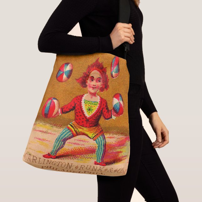 Victorian trade card juggler Darlington, Runk & Co Crossbody Bag (Close Up)