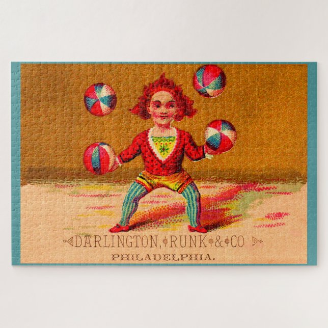 Victorian trade card juggler Darlington, Runk & Co Jigsaw Puzzle (Horizontal)