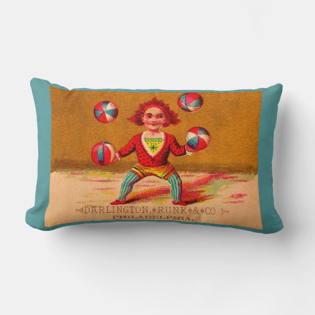 Victorian trade card juggler Darlington, Runk & Co Lumbar Pillow (Front)
