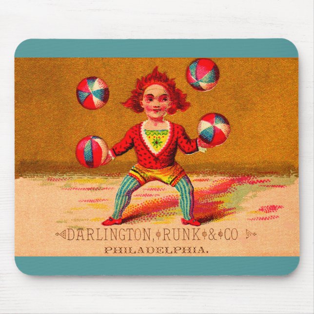 Victorian trade card juggler Darlington, Runk & Co Mouse Pad (Front)