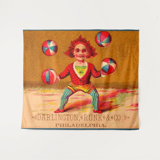 Victorian trade card juggler Darlington, Runk & Co Tapestry (Front (Horizontal))