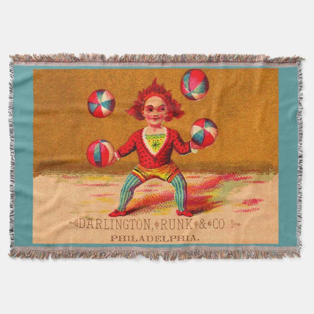 Victorian trade card juggler Darlington, Runk & Co Throw Blanket (Front)