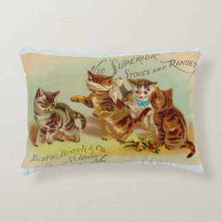 Victorian trade card kittens playing accent pillow