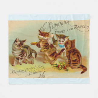 Victorian trade card kittens playing fleece blanket