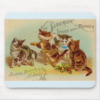 Victorian trade card kittens playing mouse pad