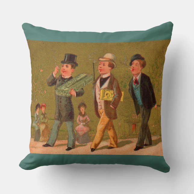 Victorian trade card Little Beauties cigarets Throw Pillow (Front)