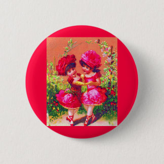 Victorian trade card little dancers in pink button