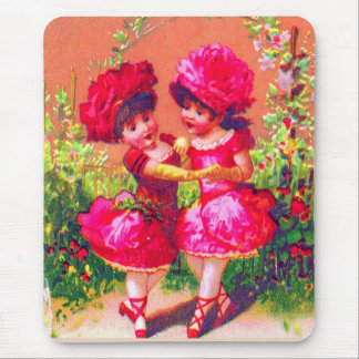 Victorian trade card little dancers in pink mouse pad