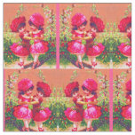 Victorian trade card little dancers in pink print fabric