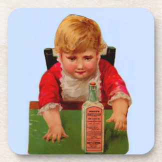 Victorian trade card: Scott's Emulsion Castor Oil Beverage Coaster