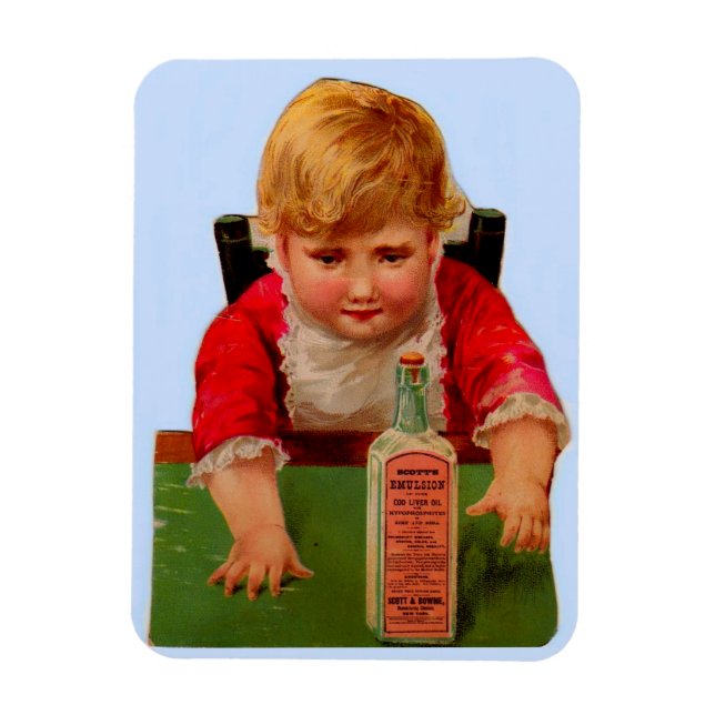 Victorian trade card: Scott's Emulsion Castor Oil Magnet (Vertical)