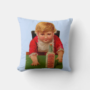 Victorian trade card: Scott's Emulsion Castor Oil Throw Pillow