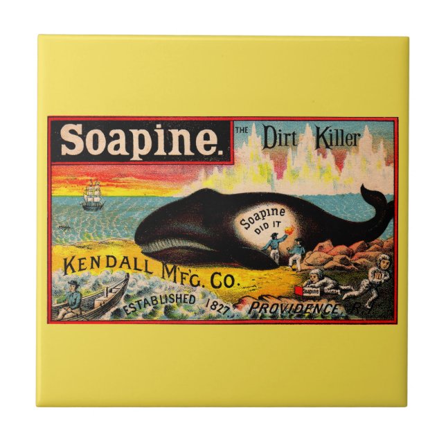 Victorian trade card Soapine the Dirt Killer Ceramic Tile (Front)