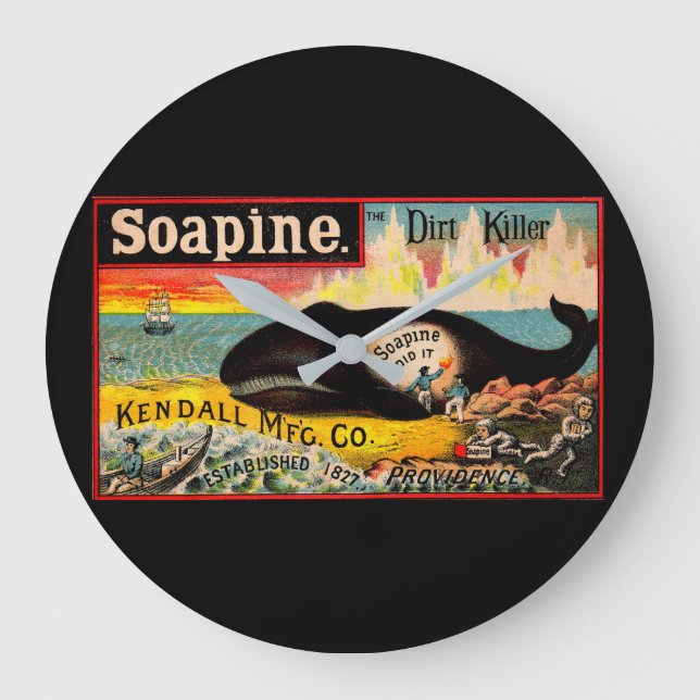 Victorian trade card Soapine the Dirt Killer Large Clock (Front)