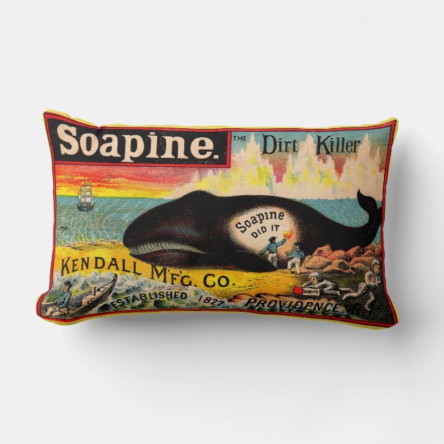 Victorian trade card Soapine the Dirt Killer print Lumbar Pillow (Front)